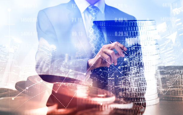 商人与数字金融业务图表的感知技术图片下载