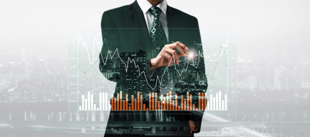 商人与数字金融业务图表的感知技术图片下载