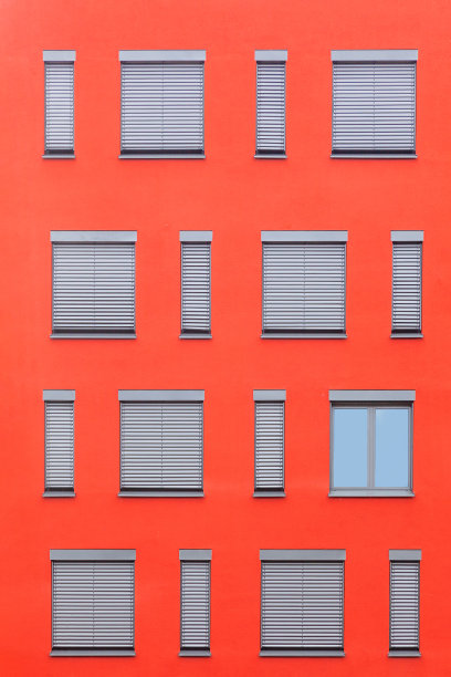 红色墙壁的窗户图案图片下载