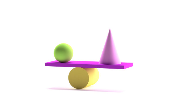 在白色背景上平衡几何形状。图片下载