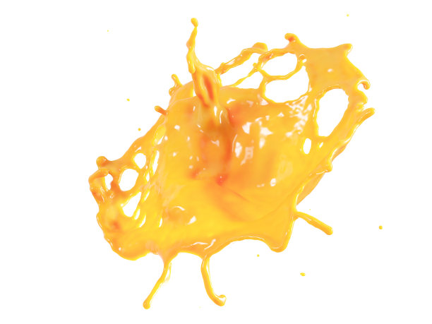特写:橙汁溅在白色的背景上。3 d渲染。剪切部分。图片下载