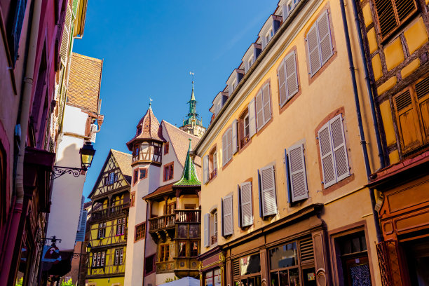 阿尔萨斯。古法国小镇科尔马。法国。夏天的旅行。欧洲图片下载