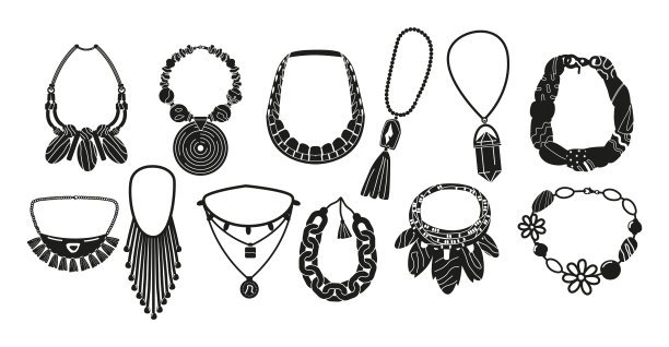 优雅的单色珠子和项链系列，永恒的设计散发出精致和多功能性图片下载