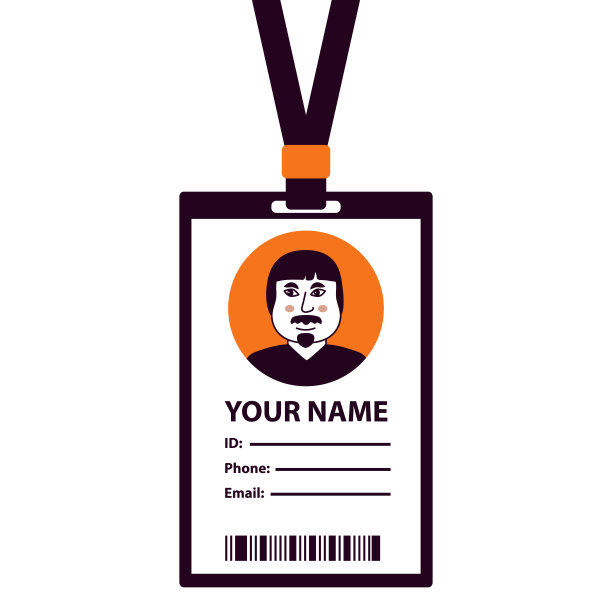 男子塑料身份证。简单的商业Id。企业识别文件模板。图片下载