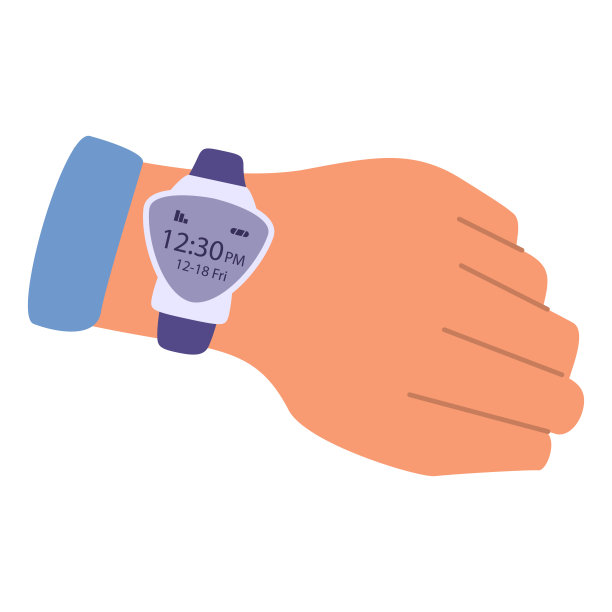 时钟在手上。聪明的手表。手与钟。手的手表。图片下载