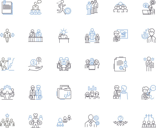 公司总部线条图标集合图片下载