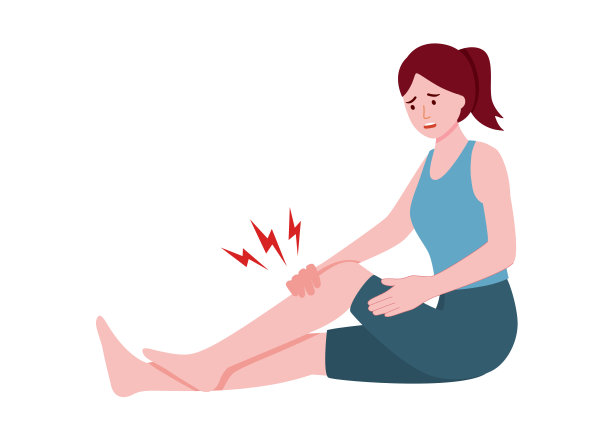 膝关节损伤概念矢量插图白色背景。女人穿平底鞋腿疼。肌肉或骨骼问题。图片下载