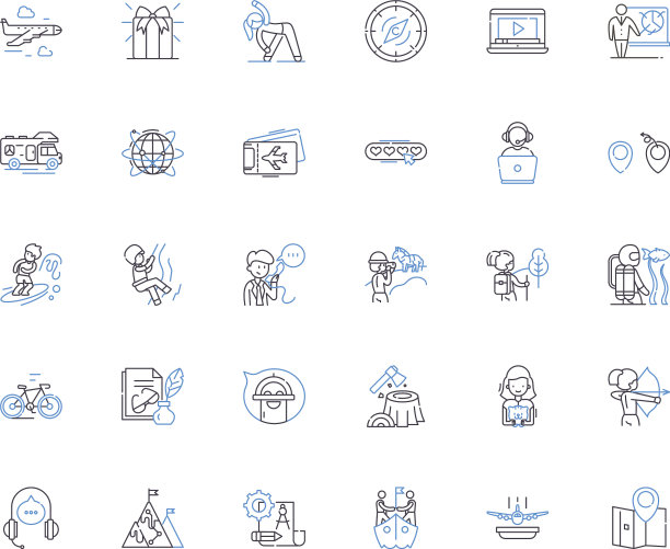 森林步行线图标收集树木树木图片下载