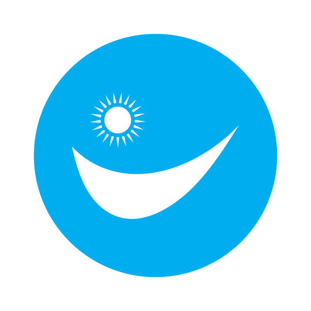 太阳和海浪标志，海滩海浪，极简主义和简单的现代概念与平面颜色设计模板插图向量图片下载