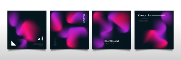 一套抽象的梯度封面或海报设计。模糊流体背景图片下载