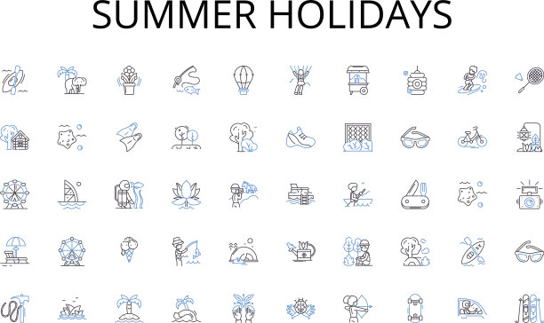 夏日假期线性图标合集图片下载
