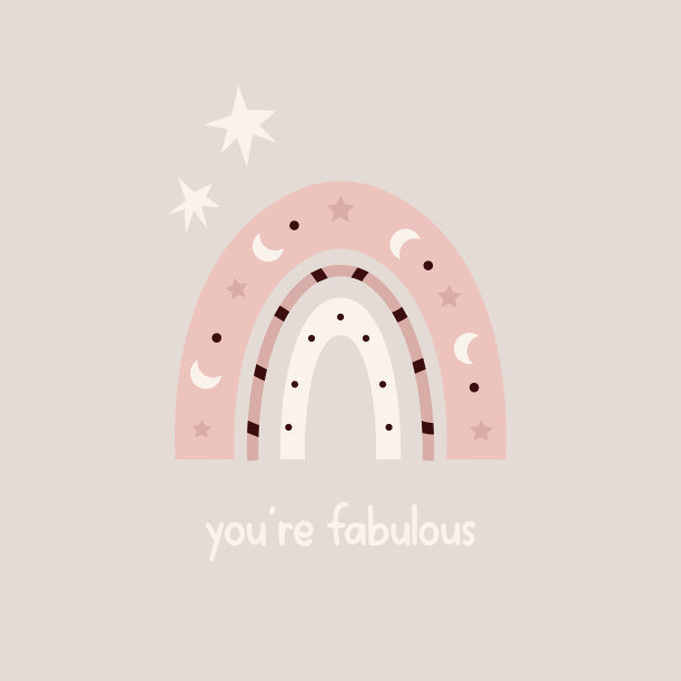 可爱甜美的设计手绘彩虹在波西米亚风格。图片下载