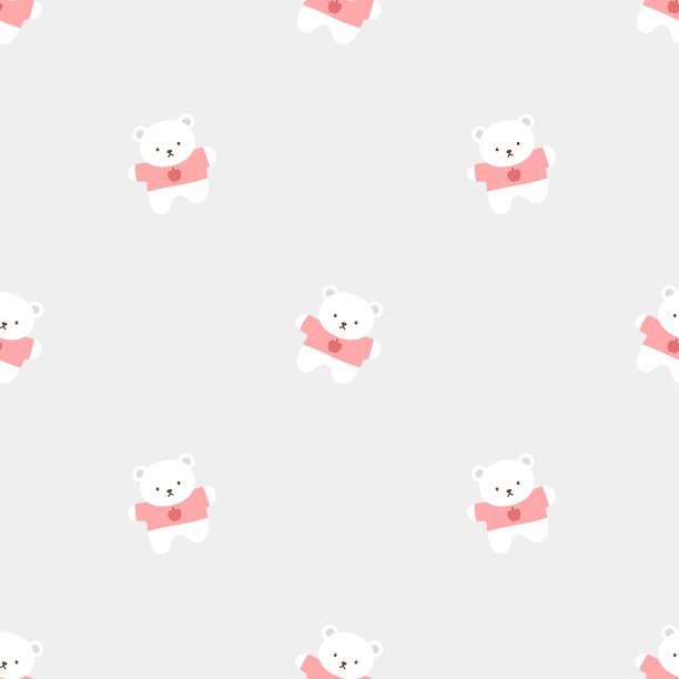 泰迪熊无缝图案背景图片下载