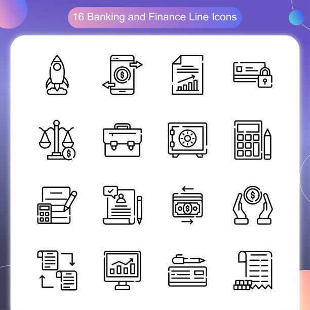 银行金融矢量轮廓图标合集02图片下载
