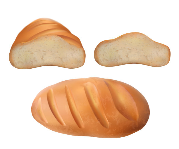新鲜的面包被隔离在白面包上图片下载