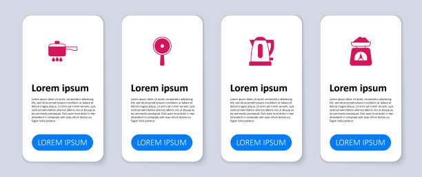 把天平、电水壶、煎锅和煮锅放在火上。业务信息图表模板。向量图片下载