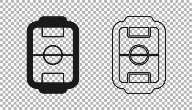 黑色桌足球游戏的业余爱好或休闲图标隔离透明的背景。运动队足球队员。向量图片下载