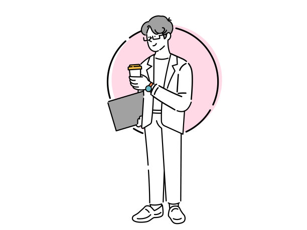 站着用手提电脑工作的商人图片下载