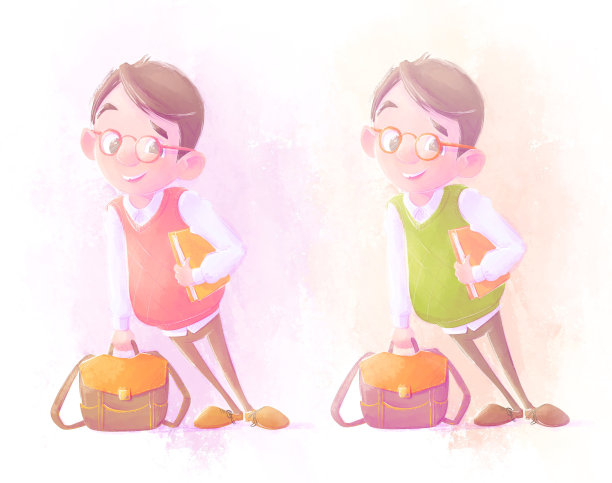 一个拿着公文包和书的小学生图片下载