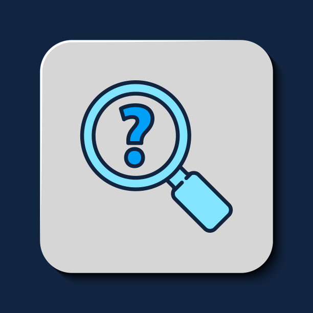 未知的搜索图标孤立在蓝色背景。放大镜和问号。向量图片下载