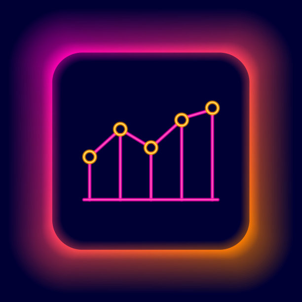 发光的霓虹线饼状图信息图形图标孤立的黑色背景。图表符号。色彩缤纷的轮廓概念。向量图片下载