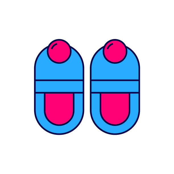 填充轮廓拖鞋图标孤立的白色背景。人字拖标志。向量图片下载