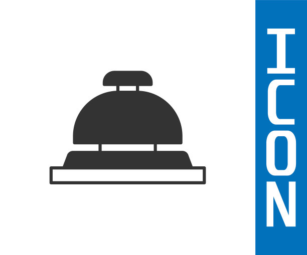 灰色酒店服务钟图标孤立在白色背景。接待贝尔。向量图片下载
