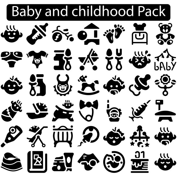 婴儿和儿童的图标集图片下载