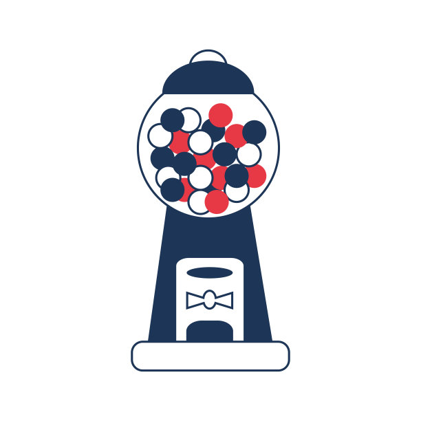 蓝色和红色糖果的平面泡糖机图片下载