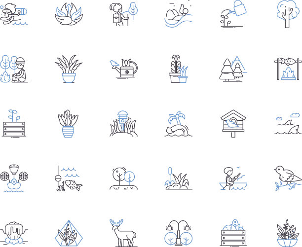 环境线图标收集可持续性图片下载