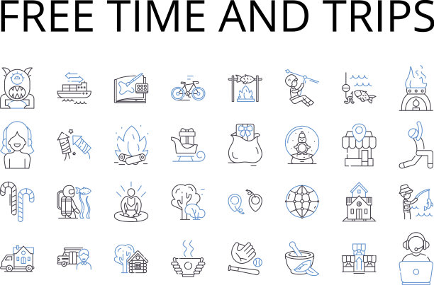 空闲时间和旅行线路图标收集休闲图片下载