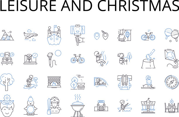 休闲和圣诞线图标收集免费图片下载