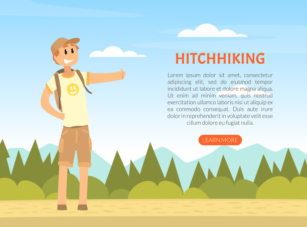 有人站在搭车的着陆页上图片下载