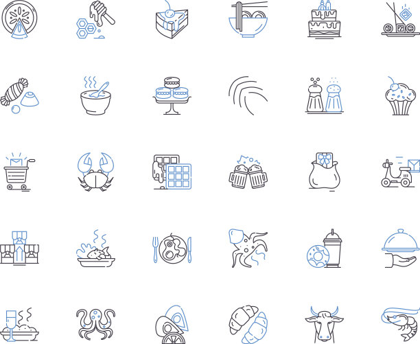 超市线图标收集过道面包店图片下载