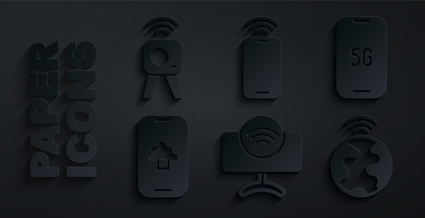 智能电视系统、带5G的手机、云技术数据、全球网络、无线网络和网络摄像头图标矢量素材图片下载