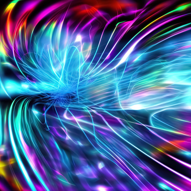 发光的能量线。轻微模糊的背景与霓虹信息线索。以未来高科技为主题的插画。图片下载