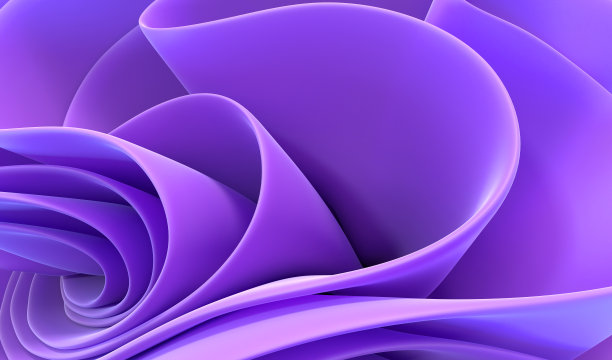 抽象几何分层背景3d渲染。紫色折叠纸或织物带，波浪弯曲的边缘在形状花朵。时尚壁纸与线条，褶边和褶皱，图案图片下载