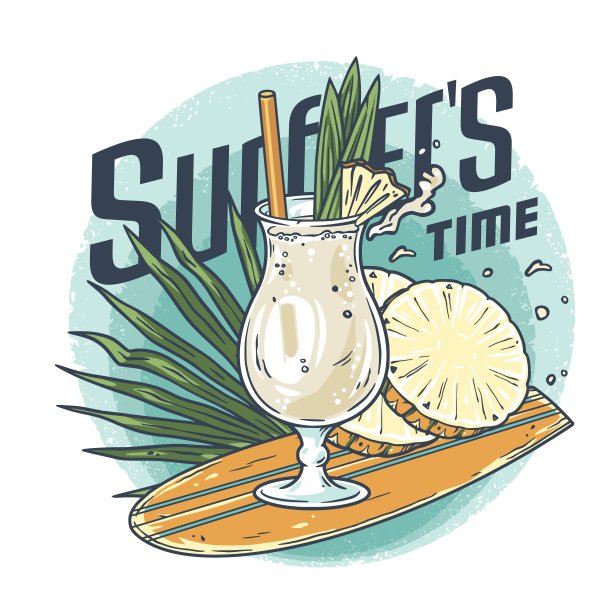 夏日派对上的冰镇鸡尾酒配菠萝片。冲浪者酒精，异国风情皮娜鸡尾酒图片下载