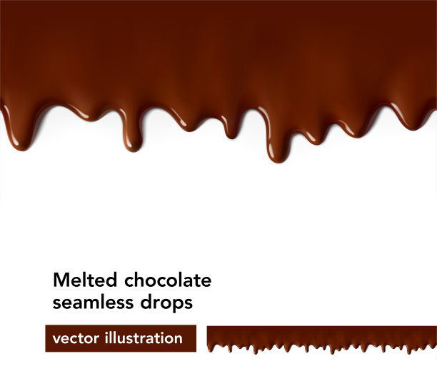 高逼真无缝融化巧克力滴。矢量插图隔离在白色背景上。图片下载
