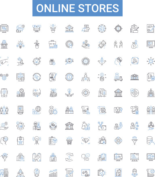 网上商店概述图标收集电子商务图片下载