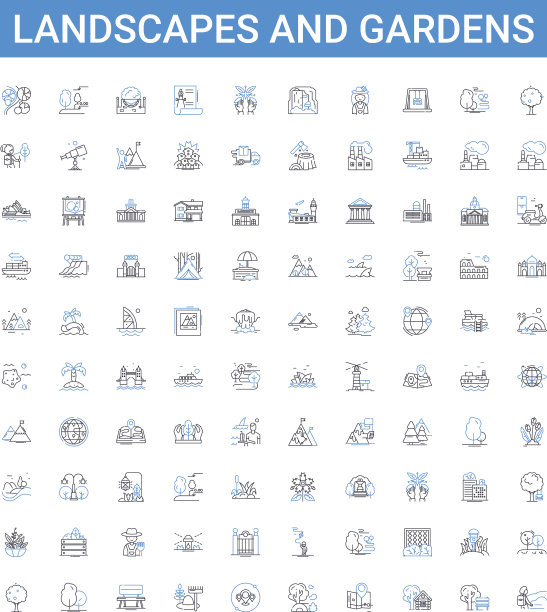景观和花园概述图标收集图片下载