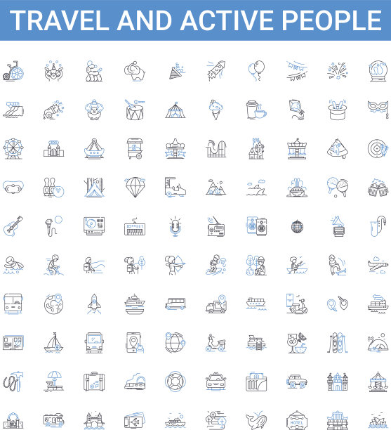 旅行和活跃的人概述图标收集图片下载