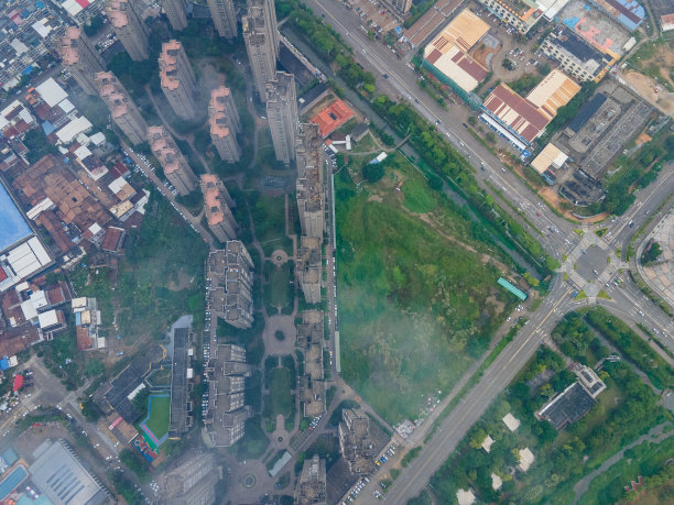 城市新建住宅鸟瞰图图片下载