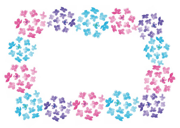 水彩手绘绣球花框架插图图片下载