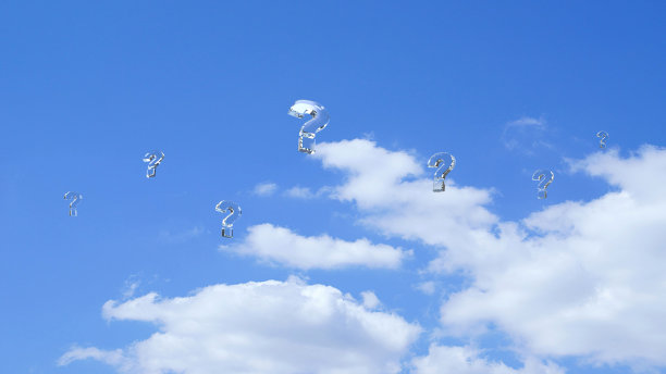 问号3d蓝天和云的背景图片下载