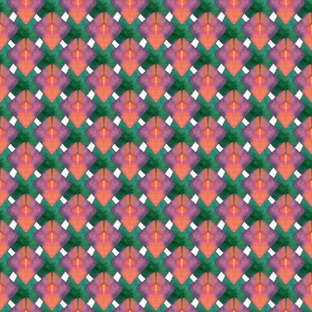 水彩无缝手绘几何图案与彩色菱形像万花筒图片图片下载