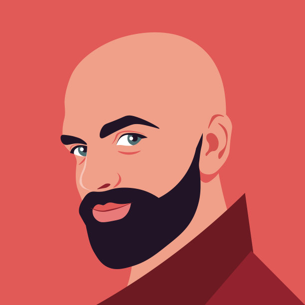 一张留着胡子的秃顶男人的脸。图片下载