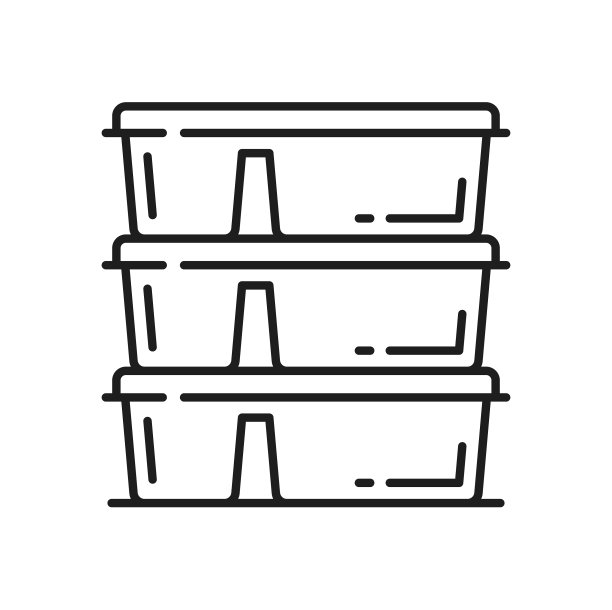 带盖塑料食品容器轮廓图标集图片下载