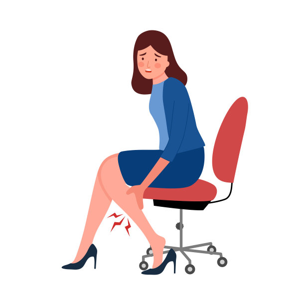白色背景上的腿部疼痛概念矢量插图。年轻女子感到腿部受伤。骨骼或肌肉问题。图片下载