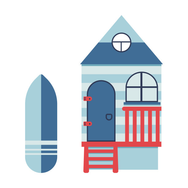 海边别墅的插图。安息在大海上。矢量图图片下载